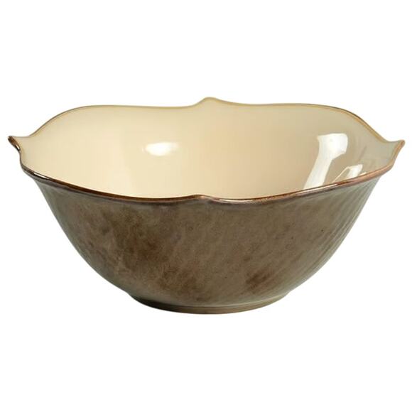 Pier‎ 1 Imports Stoneware Soup Bowl Metallic Bronze Scalloped 7.5" Discontinued - Picture 1 of 6
